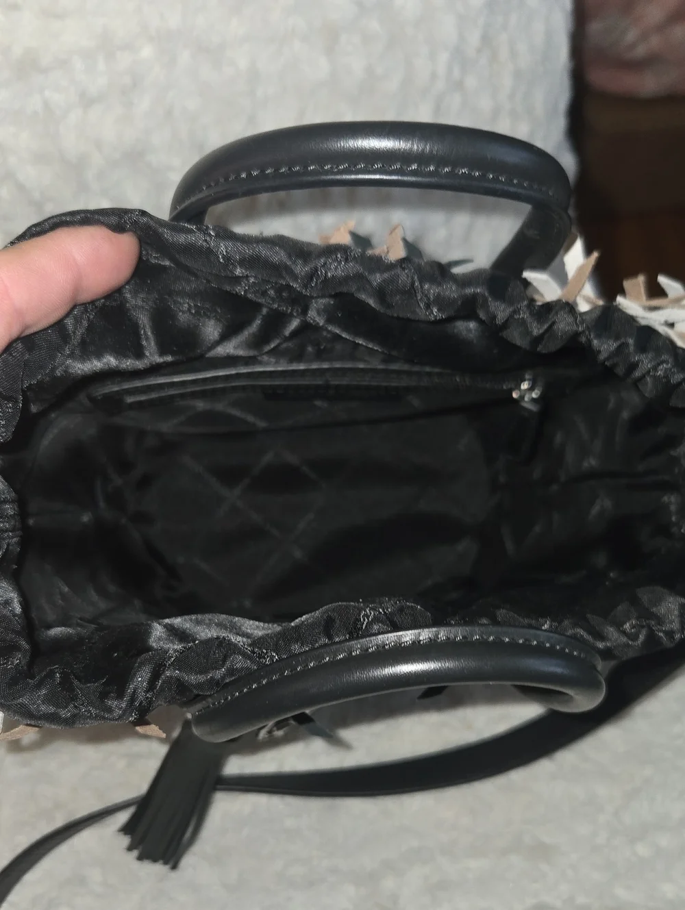 Michael Kors Black, White & Gray Woven Bucket Tote Like New Condition